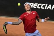Casper Ruud hits a forehand